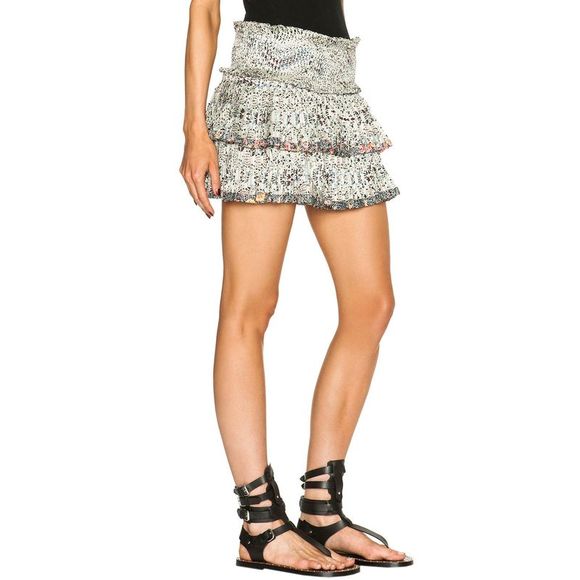 Isabel Marant Womens Akota Printed Silk Mini Skirt US 6 / FR 38 Ecru Floral NWT - Picture 2 of 9